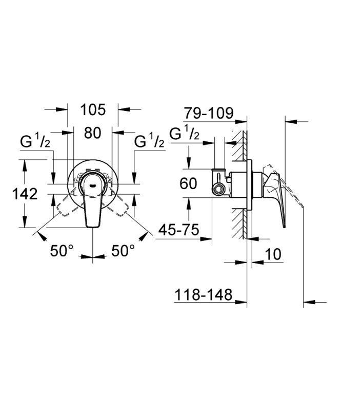 Grohe Bauflow Ankastre Duş Bataryası - 29046000 - 3