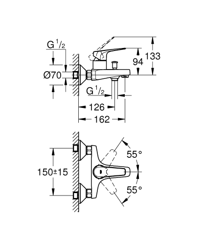 Grohe Bauflow Tek Kumandalı Banyo Bataryası - 23601000 - 3
