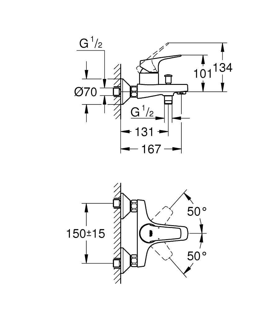 Grohe Bauflow Tek Kumandalı Banyo Bataryası - 23756000 - 3