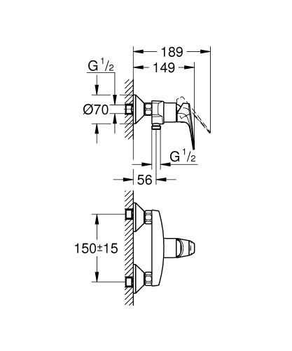 Grohe Bauflow Tek Kumandalı Duş Bataryası - 23632000 - 3