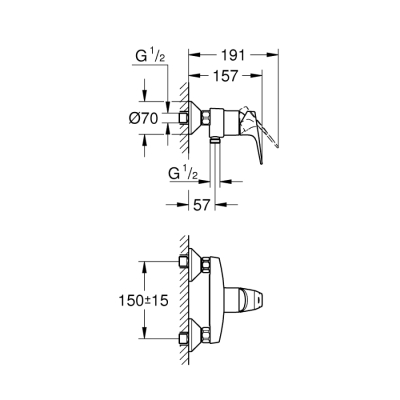 Grohe Bauflow Tek Kumandalı Duş Bataryası - 23755000 - 2