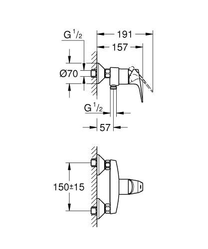 Grohe Bauflow Tek Kumandalı Duş Bataryası - 23755000 - 3