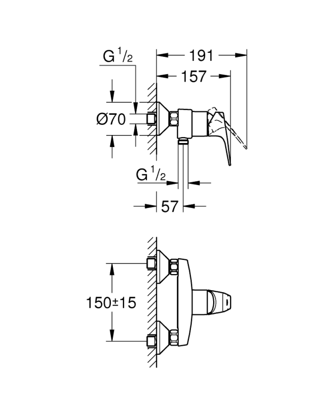Grohe Bauflow Tek Kumandalı Duş Bataryası - 23755000 - 3