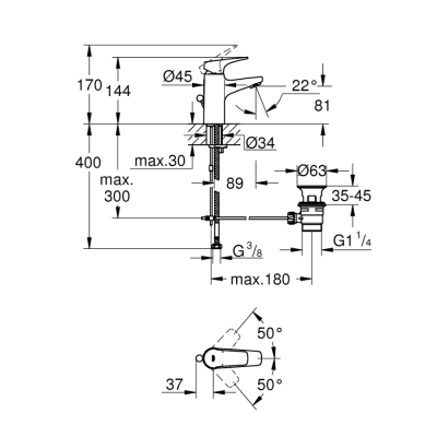 Grohe Bauflow Tek Kumandalı Lavabo Bataryası
S-Boyut - 23751000 - 2