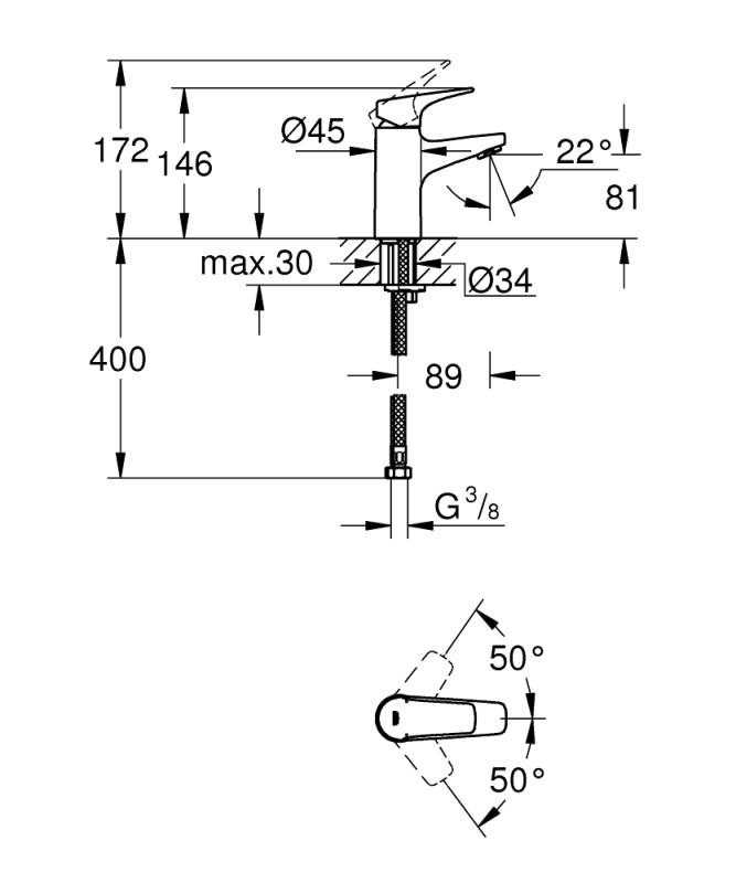 Grohe Bauflow Tek Kumandalı Lavabo Bataryası
S-Boyut - 23752000 - 3