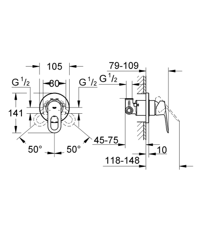 Grohe Bauloop Ankastre Duş Bataryası - 29042000 - 3