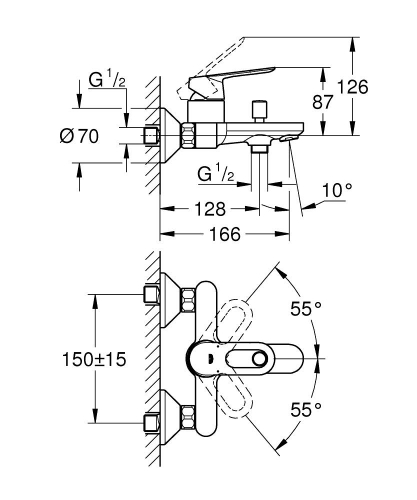 Grohe Bauloop Tek Kumandalı Banyo Bataryası - 23603000 - 3