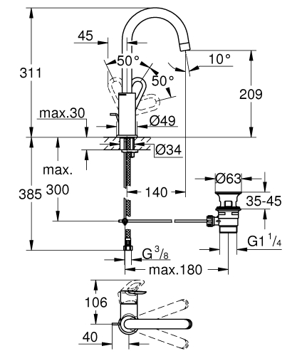Grohe Bauloop Tek Kumandalı Lavabo Bataryası 1/2