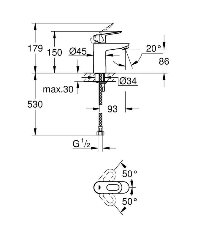 Grohe Bauloop Tek Kumandalı Lavabo Bataryası - 32854000 - 3