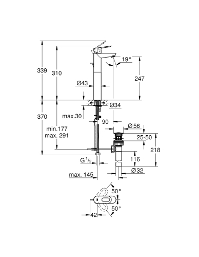 Grohe Bauloop Tek Kumandalı Lavabo Bataryası - 32856000 - 3