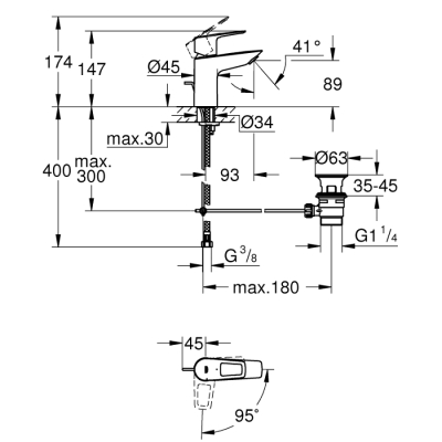 Grohe Bauloop Tek Kumandalı Lavabo Bataryası
S - Boyut - 22054001 - 2