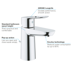 Grohe Bauloop Tek Kumandalı Lavabo Bataryası
S-Boyut - 23335000 - 3