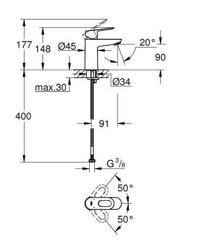Grohe Bauloop Tek Kumandalı Lavabo Bataryası
S-Boyut - 23337000 - 3