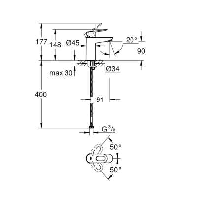 Grohe Bauloop Tek Kumandalı Lavabo Bataryası
S-Boyut - 23337000 - 2