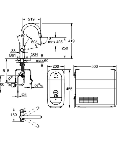 Grohe Blue Home Arıtmalı İçme Suyu ve Soda Yapan Spiralli Eviye Bataryası, Kadife Siyah - 31541KS0 - 5