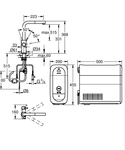Grohe Blue Home Arıtmalı İçme Suyu ve Soda Yapan Spiralli Eviye Bataryası Seti, Kadife Siyah - 31539KS0 - 5