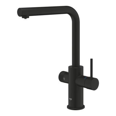 Grohe Blue Pure Minta Arıtma Çıkışlı Spiralli Eviye Bataryası, Hayalet Siyah - 30590KF0 - 2