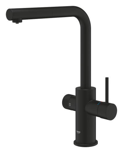 Grohe Blue Pure Minta Arıtma Çıkışlı Spiralli Eviye Bataryası, Hayalet Siyah - 30590KF0 - 3