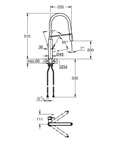 Grohe Concetto Professional Tek Kumandalı Eviye Bataryası - 31491000 - 3