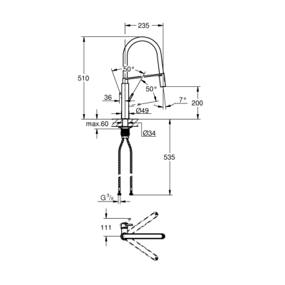 Grohe Concetto Professional Tek Kumandalı Eviye Bataryası - 31491Dc0 - 2