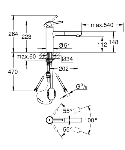 Grohe Concetto Tek Kumandalı Eviye Bataryası - 31129001 - 3