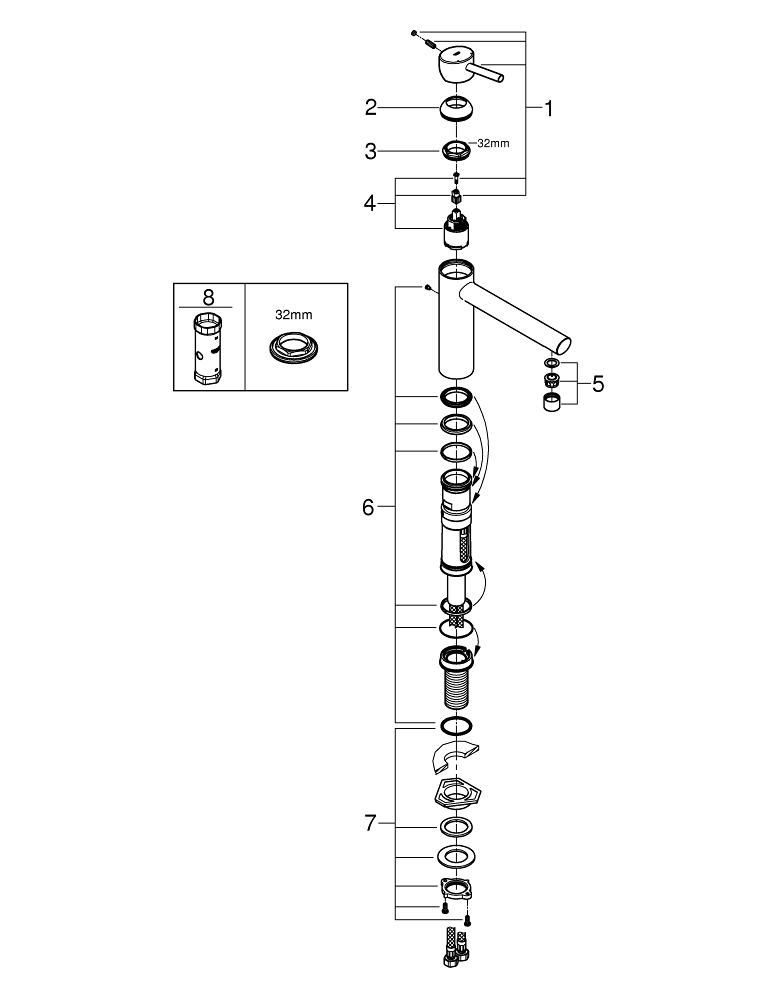 Grohe Concetto Tek Kumandalı Eviye Bataryası - 31210001 - 6