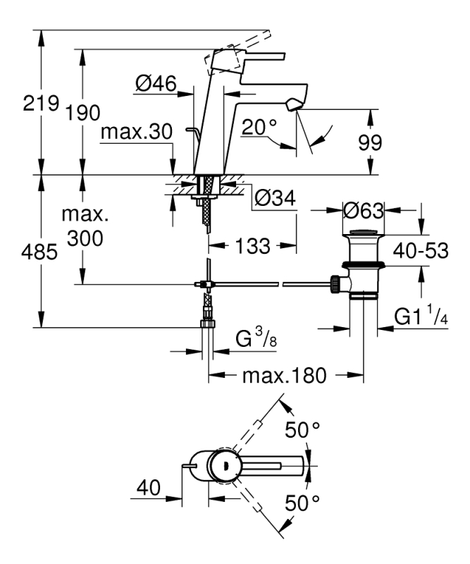 Grohe Concetto Tek Kumandalı Lavabo Bataryası
M-Boyut - 23450001 - 3