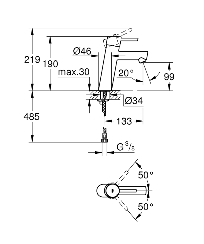 Grohe Concetto Tek Kumandalı Lavabo Bataryası
M-Boyut - 23451001 - 3