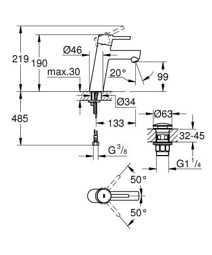 Grohe Concetto Tek Kumandalı Lavabo Bataryası
M-Boyut - 23932001 - 3