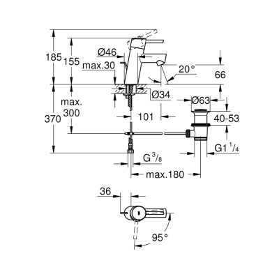 Grohe Concetto Tek Kumandalı Lavabo Bataryası
S-Boyut - 2338010E - 2