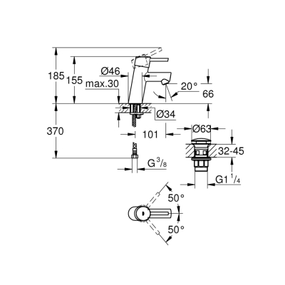 Grohe Concetto Tek Kumandalı Lavabo Bataryası
S-Boyut - 23931001 - 2