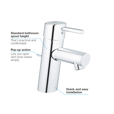 Grohe Concetto Tek Kumandalı Lavabo Bataryası
S-Boyut - 32204001 - 3