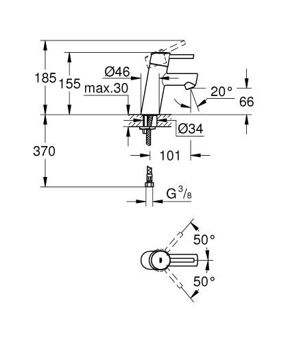 Grohe Concetto Tek Kumandalı Lavabo Bataryası
S-Boyut - 3224010E - 4