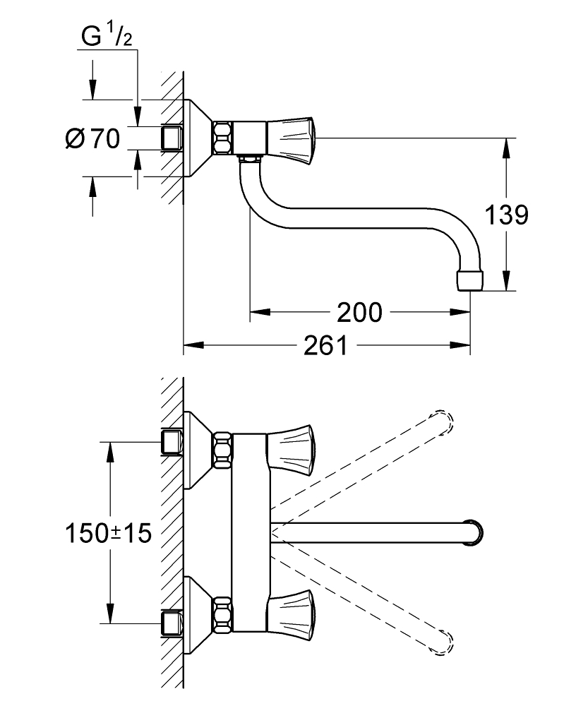 Grohe Costa L Duvardan Eviye Bataryasi 1/2" - 31187001 - 3