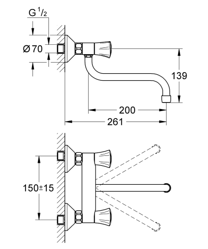 Grohe Costa L Duvardan Eviye Bataryasi 1/2" - 31187001 - 3