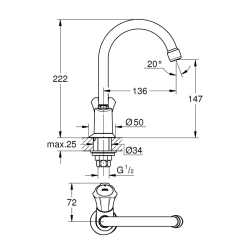 Grohe Costa L Lavabo Musluğu 1/2