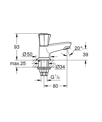 Grohe Costa L Lavabo Musluğu 1/2