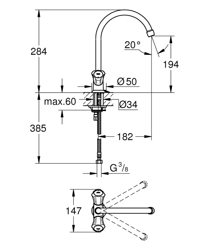 Grohe Costa L Tek Delikli Mutfak Bataryası 1/2 - 31812001 - 3