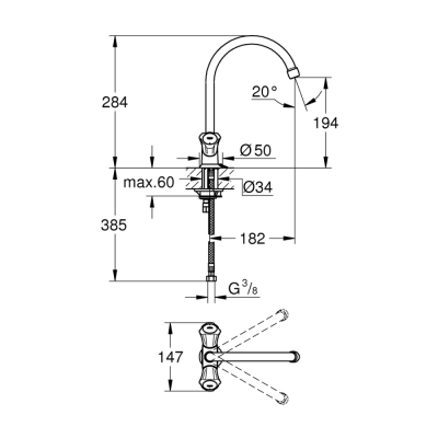 Grohe Costa L Tek Delikli Mutfak Bataryası 1/2 - 31812001 - 2