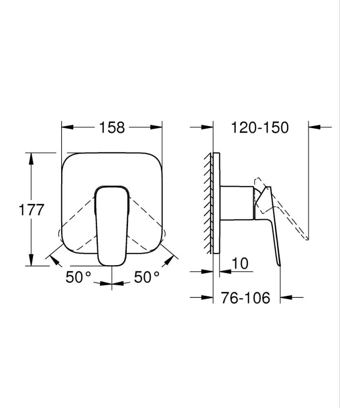 GROHE Cubeo Ankastre duş bataryası - 1017772430 - 5