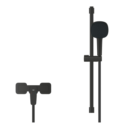 Grohe Cubeo Duş Bataryası ve Sürgülü El Duşu Seti, Mat Siyah - 1018252430 - 2