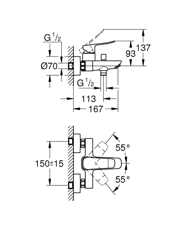 Grohe Dice Tek kollu banyo/duş bataryası 1/2″ - 1018720000 - 5