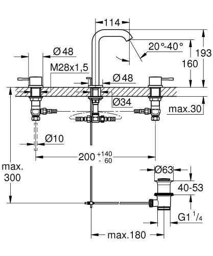 Grohe Essence 3 delikli lavabo bataryası 1/2″ M-Boyutu - 20296AL1 - 5