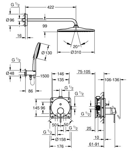 Grohe Essence Ankastre Banyo Takımı - 25287DC0 - 4