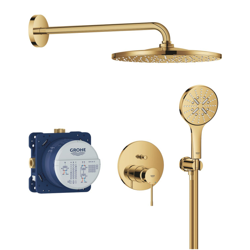 Grohe Essence Ankastre Banyo/Duş Bataryası, Tepe ve El Duşu Seti, Altın -25287GL0 - 2