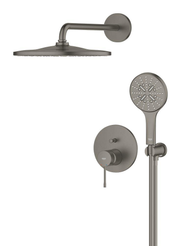 Grohe Essence Ankastre Banyo/Duş Bataryası, Tepe ve El Duşu Seti, Fırçalı Sert Grafit-25287AL0 - 3