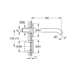 Grohe Essence E Ankastre Fotoselli Lavabo Bataryası, Tek Su Girişli - 36447000 - 2