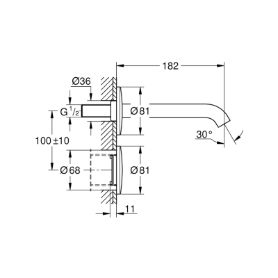 Grohe Essence E Ankastre Fotoselli Lavabo Bataryası, Tek Su Girişli - 36447000 - 2