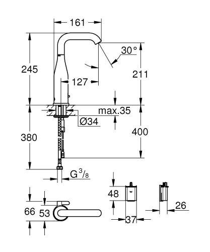 Grohe Essence E Fotoselli Lavabo Bataryası, 1/2", Çift Su Girişli
Ayarlanabilir Sıcaklık Sınırlayıcısı - 36445DL0 - 5