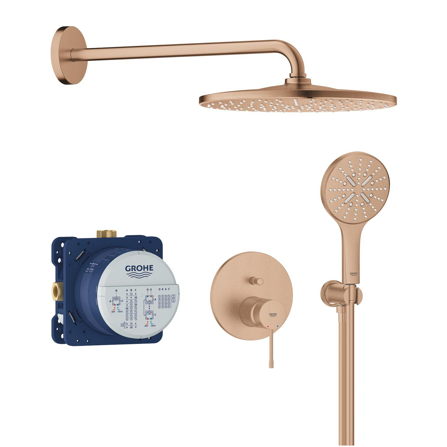 Grohe Essence New Ankastre banyo/duş bataryası Seti Fırçalı Bronz - 1